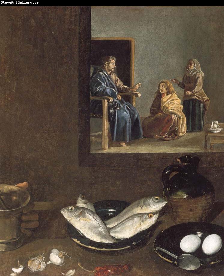 Diego Velazquez Detail of Kitchen Scene with Christ in the House of Martha and Mary